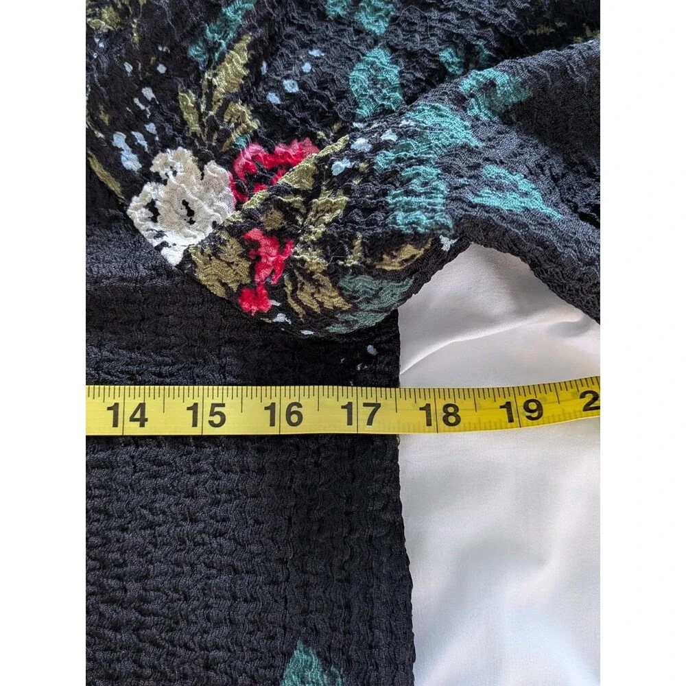 LOFT Top Women's M Multi Floral Blouse Peasant Whimsigoth Smocked Boho Puff Slv